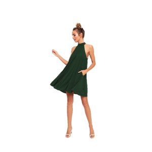 Lulu's Halter Swing Dress Forest Green size S